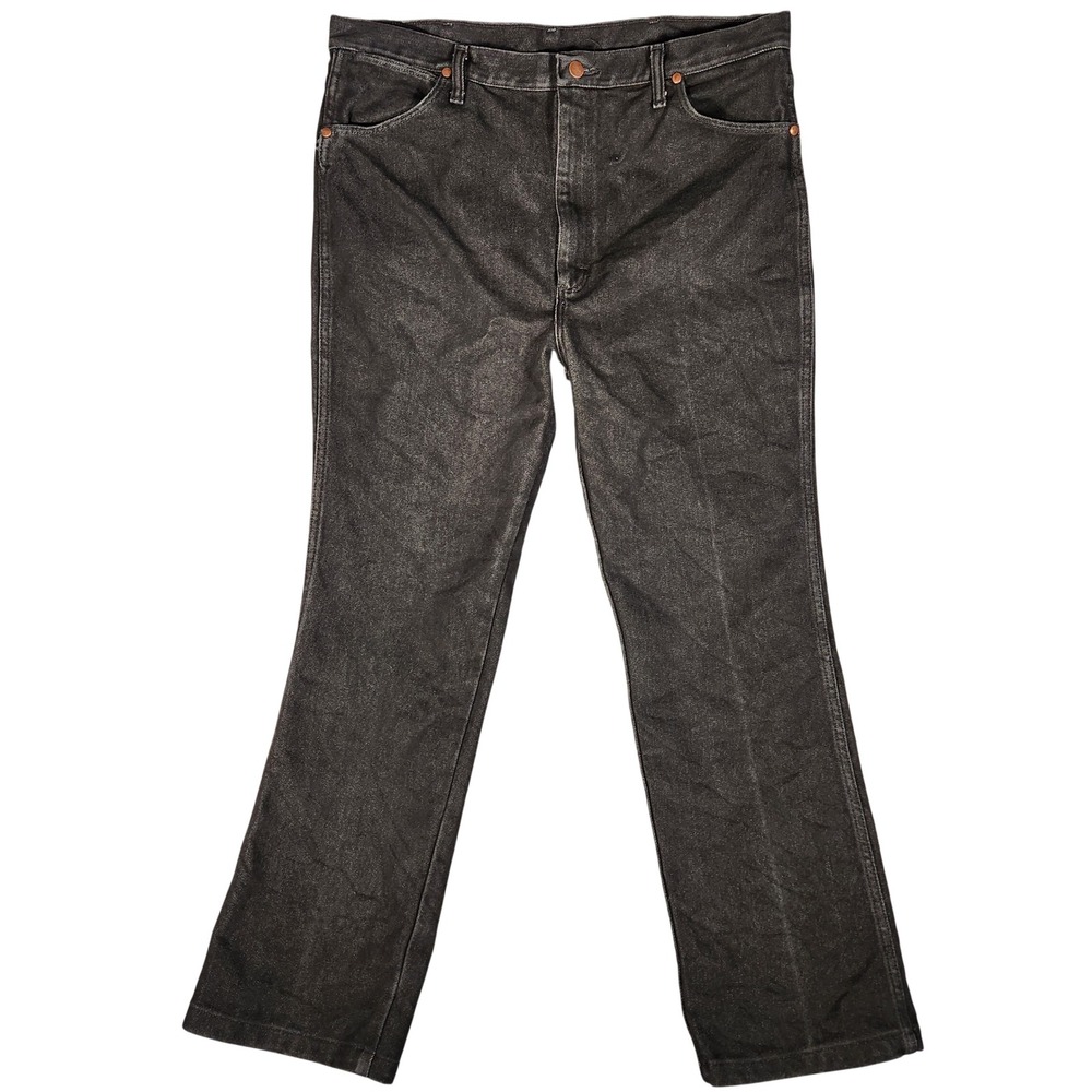 Wrangler Jeans Mens 38x32 Black Excellent BLK Cowboy Cut Slim Fit Straight Leg
